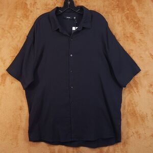 HEDGE Shirt Mens XXL Black Button Up 100% Cotton Gauze Lightweight Casual